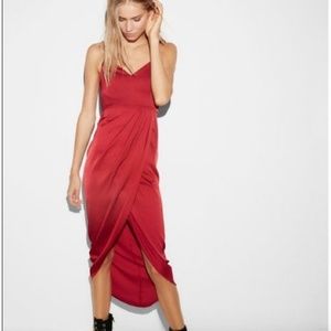 Express Red Satin Wrap Front Cocktail Dress